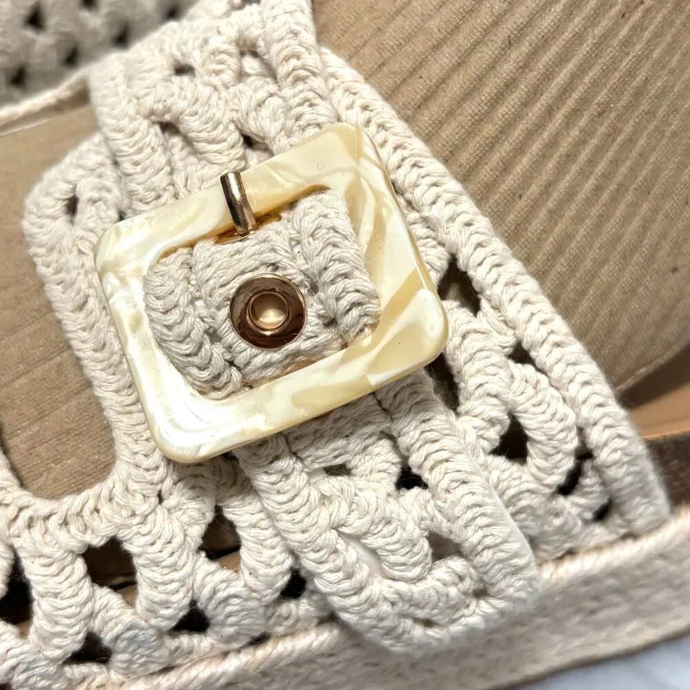 Madden Girl Bali-C Crochet Platform Sandal Sz 8 Ivory Bohemian Festival